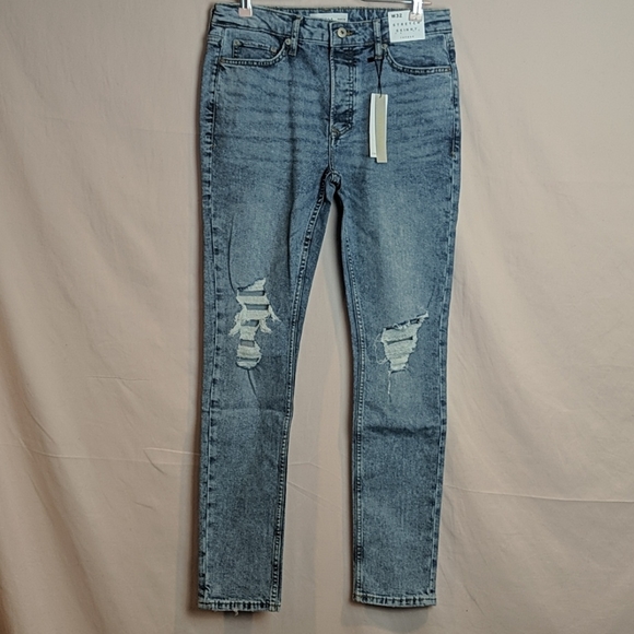 Topman Stretch Skinny Jeans with Blowout Rips
